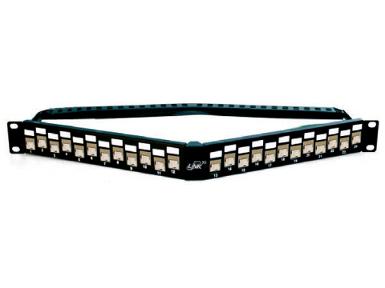 LINK US-3324TFAS Shield CAT 6A ANGLE PATCH PANEL 24 PORT, Auto Shutter Jack