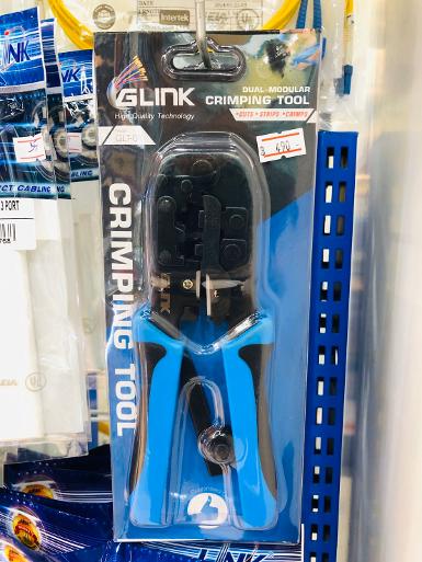 GLINK GLT001 RJ45, RJ11 คีมเข้าหัวตัวผู้ทุกหัวทุกแบบ (ด้ามฟ้า-ดำ)